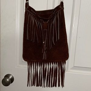 Hand Made Leather Fringe Crossbody Purse